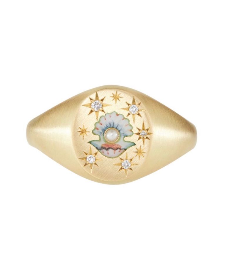 Gioielli da donna, anello in smalto New Art, in acciaio al titanio placcato oro_voghion.com