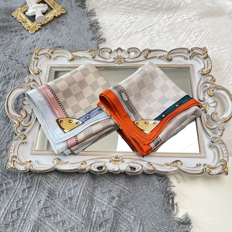 New Versatile Checkerboard 53 Small Square Women's Summer Fashion Silk Scarf_voghion.com