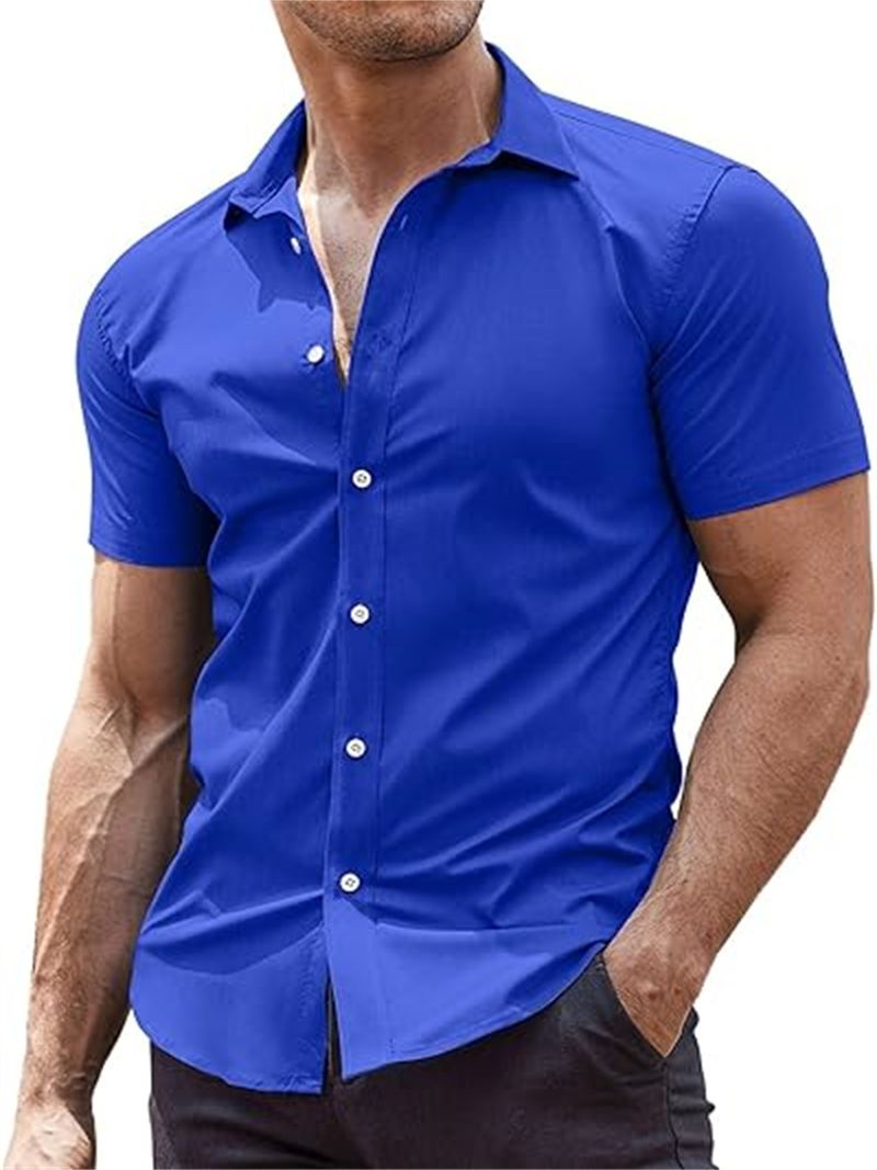 Herrenbekleidung Hemd Kurzarm Casual Button Down Strandhemd_voghion.com