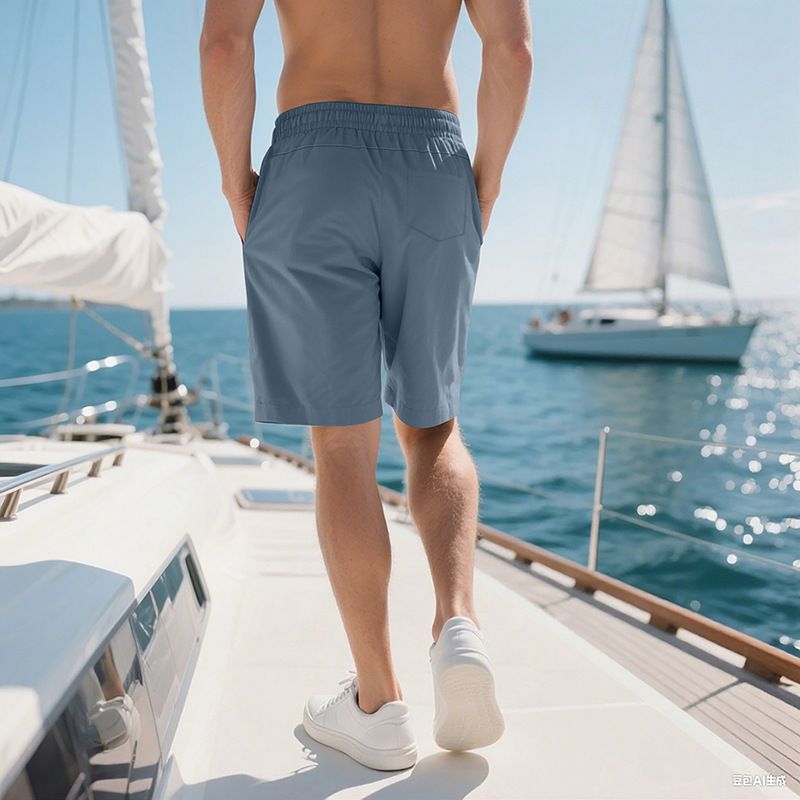 Pantalones de playa para hombre, de verano, informales, ligeros y lujosos, de cinco puntos, con cordón cruzado, talla grande_voghion.com