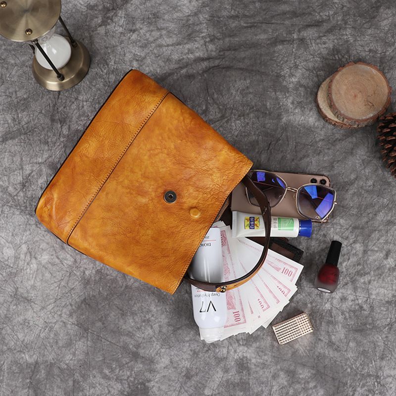 Echtes, cremefarbenes Leder, multifunktionale Damenhandtasche, Umhängetasche_voghion.com