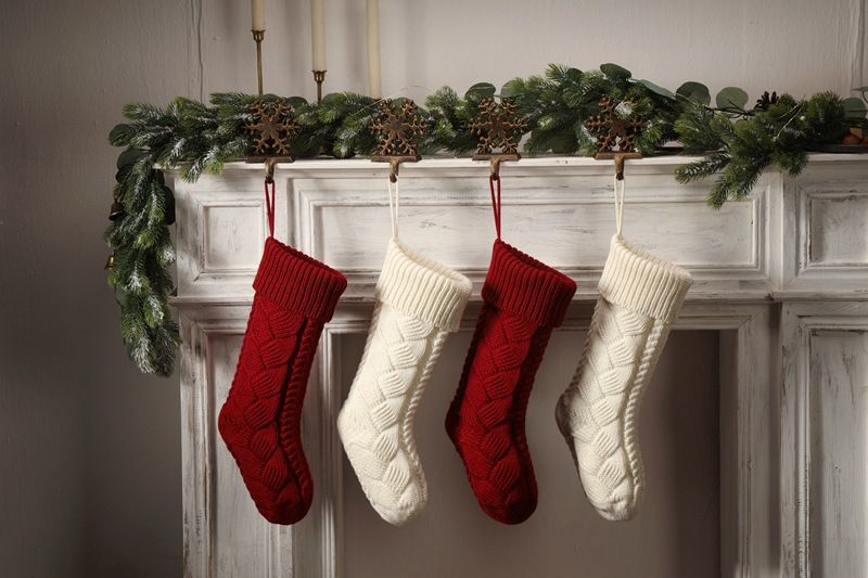 Knitted Christmas socks, yarn gift candy decoration bags, large banquet woven hanging accessories, socks and supplies_voghion.com