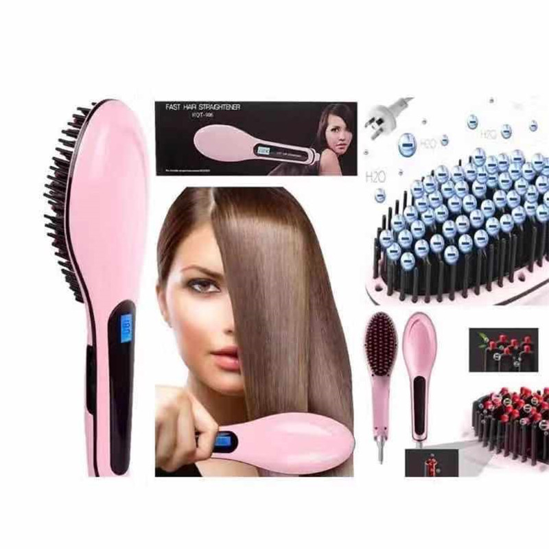 style does LCD not harm hair, ceramic electric splint straight hair beauty negative ion lazy massage comb_voghion.com