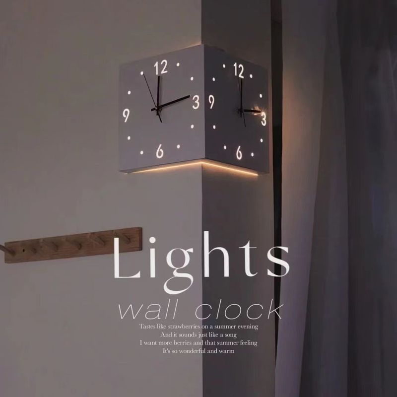Horloge d'angle double face pour salon, créative, simple, moderne, sans perçage, tendance, style Yang_voghion.com