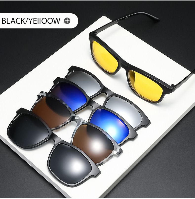 New Arrivals Magnetiske solbriller Clip og optisk brillestel 6 i 1 Kvinder Mænd Polariserede eller Night Vision Multipurpose Eyeglasses_voghion.com
