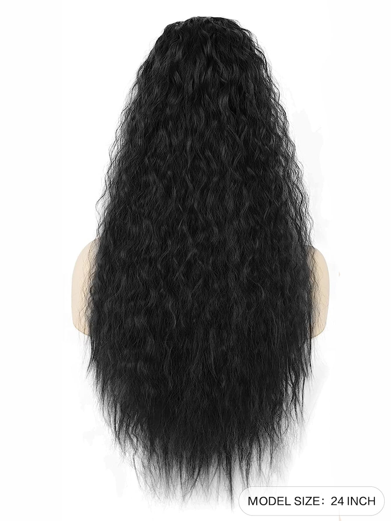 Braune lange Kordelzug-Verbundhaarverlängerung mit 61 cm geradem Dutt und Clip für Damen-Pferdeschwanz_voghion.com