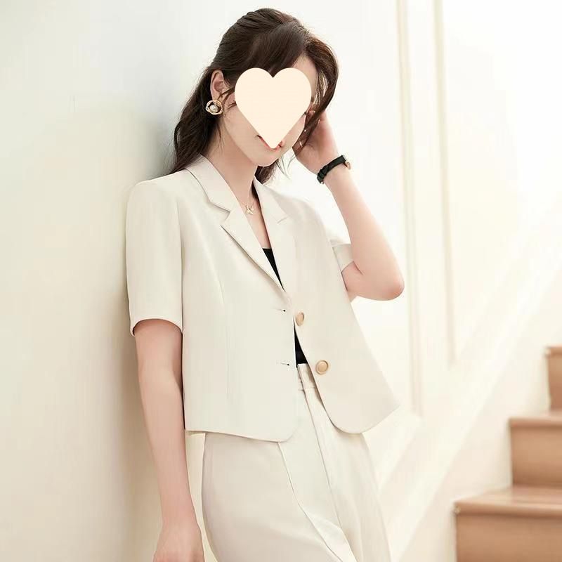 Petite Women's 2025 New Summer Sleeve Commuter Single Piece High-End Short Blazer_voghion.com