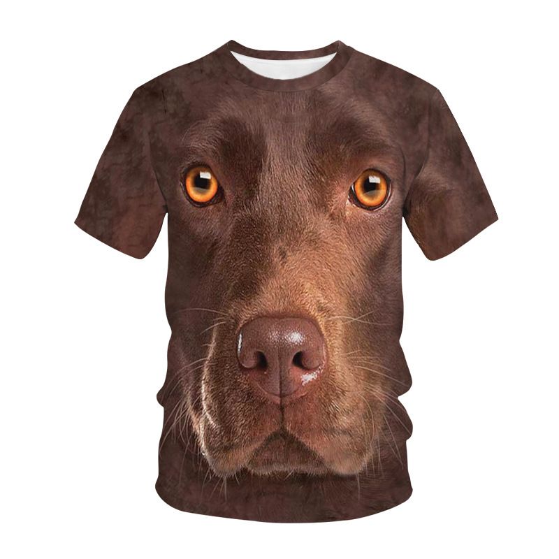 Maglietta girocollo casual con stampa 3D a forma di cane, da uomo, estiva, a maniche corte_voghion.com