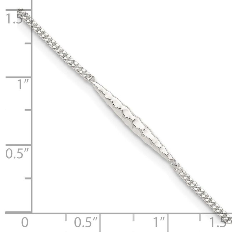 Sterling Silver 9in Plus 1 In Ext. Textured Bar Anklet_voghion.com