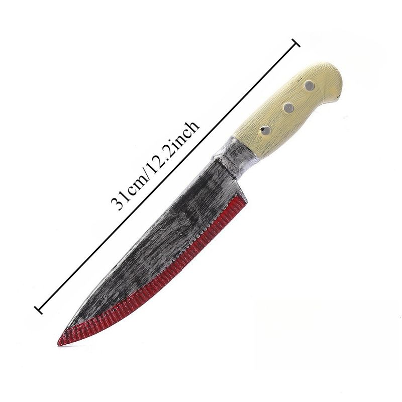 Halloween Prop, Bloody Sharp Knife, Blow Molded Fruit Knife, Plastic Toy Simulation, Blood Stained Kitchen Knife, Prank Dance Performance_voghion.com