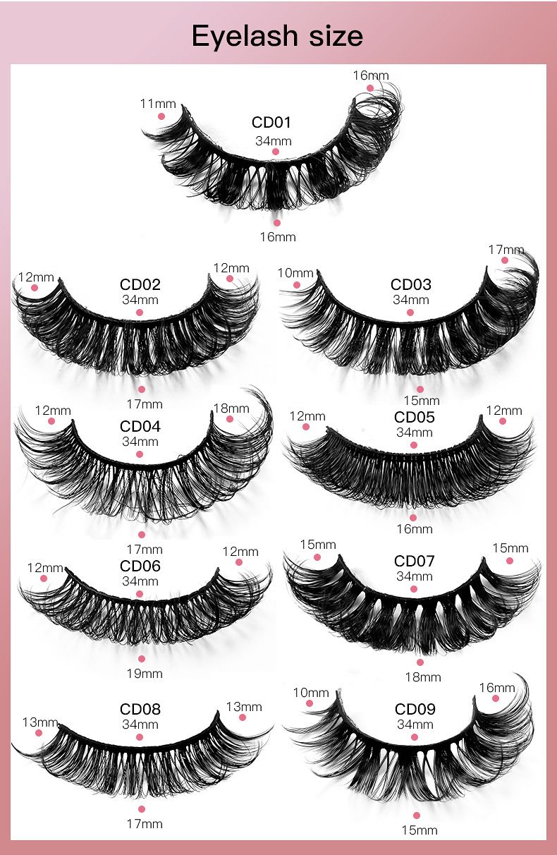 Künstliche Wimpern 10 Paar große Rolle Naturfaser Curl Wimpern dick natürlich_voghion.com