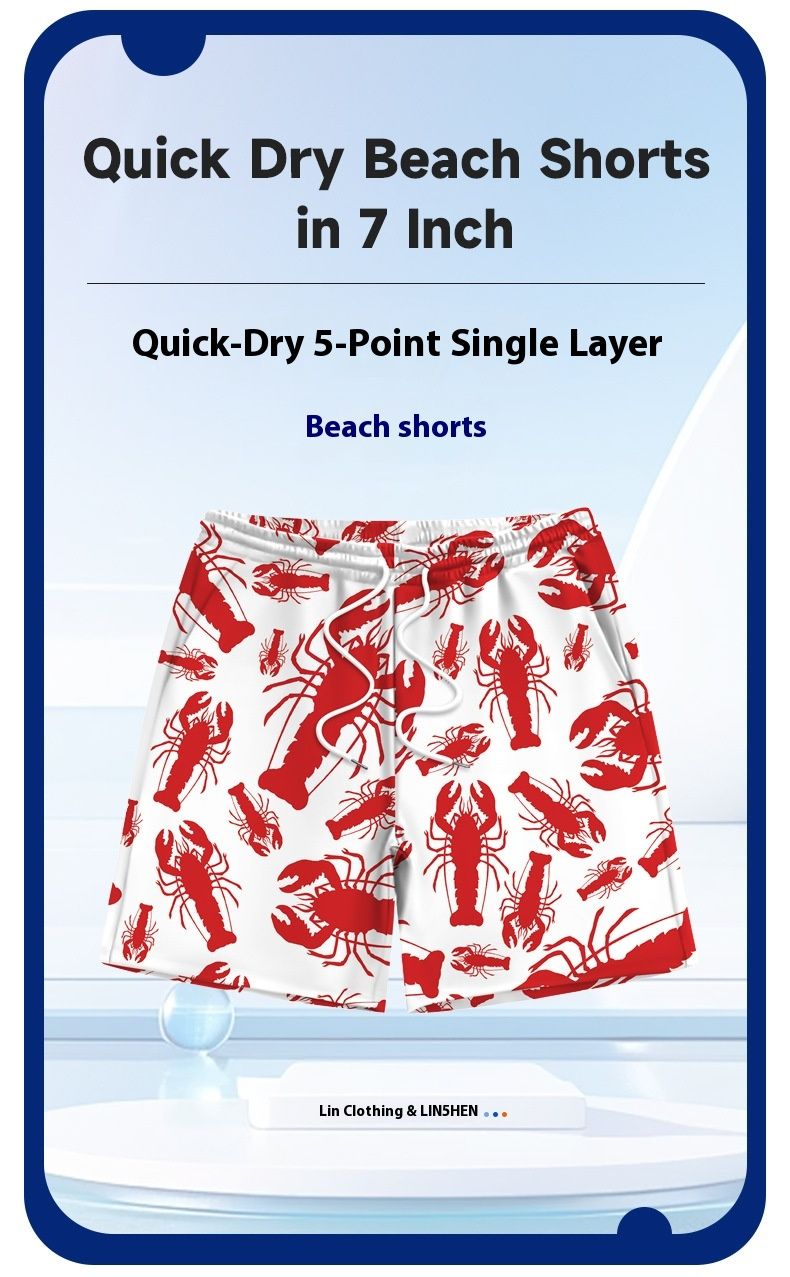 Neue 3D-bedruckte Ocean-Shorts mit einem Muster, das im Wasser getragen werden kann. Schnelltrocknende Strandhose für Herren als Oberbekleidung_voghion.com