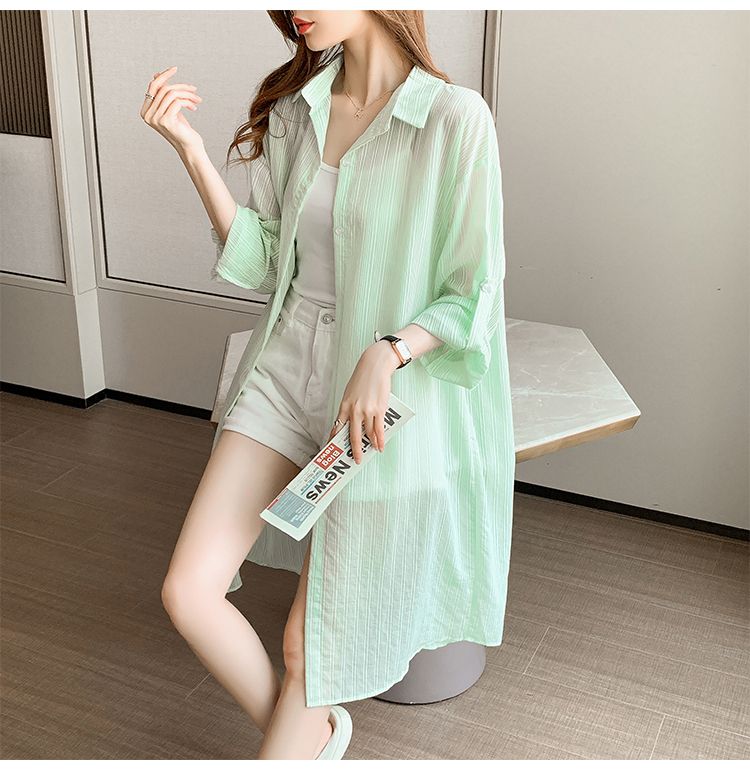 Atmungsaktiver Chiffon-Hosenträgerrock Oberbekleidung Überzug Sonnenschutzkleidung_voghion.com