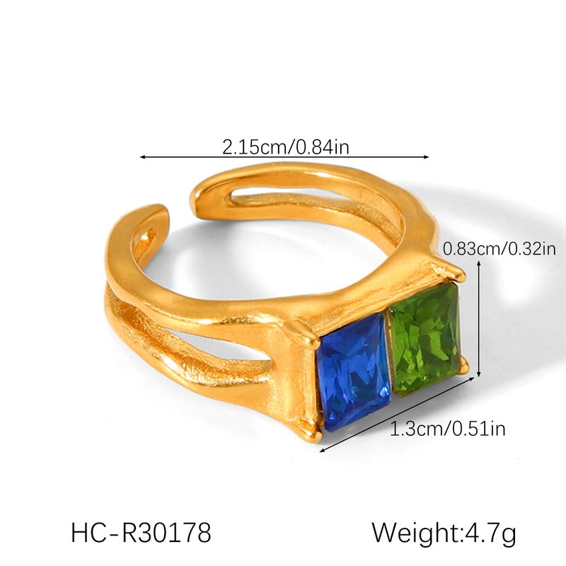 Anelli aperti in acciaio inossidabile per donna, placcati in oro, vari stili di anelli con pietre di zircone e strass, gioielli di moda_voghion.com