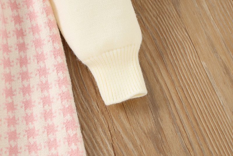 Mädchenkleid, ausgefallenes kleines Mädchen, süßer Strickpullover mit Schleife, Kinderkleid_voghion.com