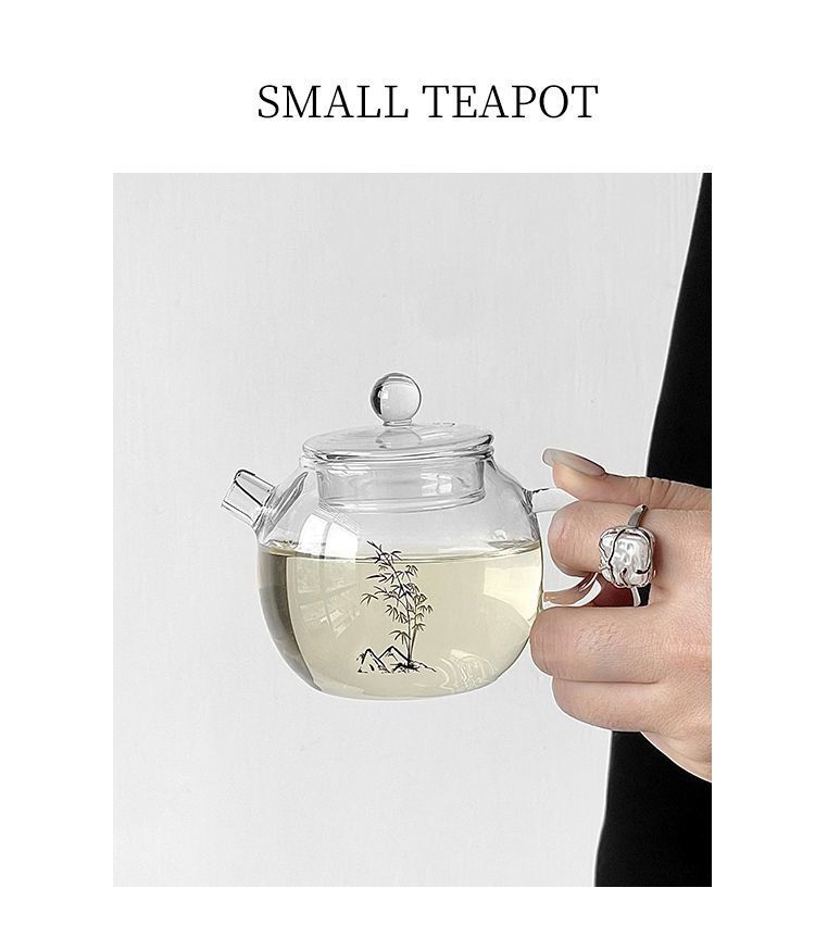 Théière en verre et bambou de style chinois, idéale pour la maison, théière saine et résistante à la chaleur avec filtre._voghion.com