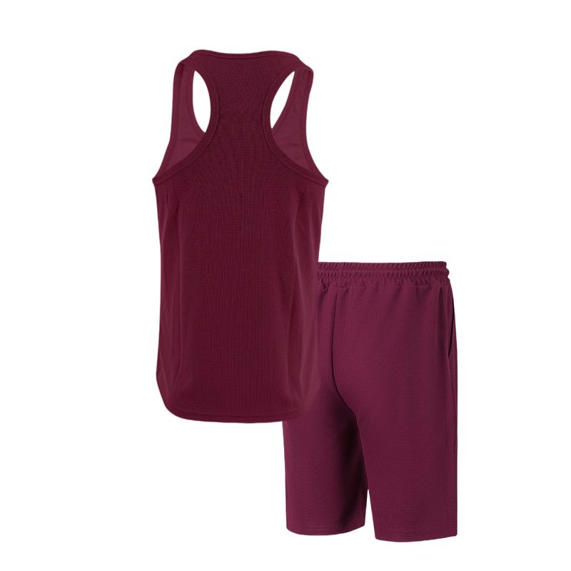 Herenkleding Nieuwe wafel effen kleur Outdoor vrijetijdskleding Ademend korte mouwen vest shorts sportpak_voghion.com