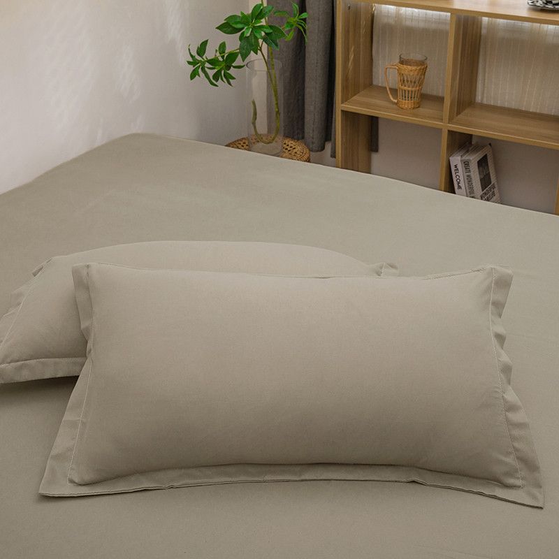 Pillowcase 48×74cm Solid Color Comfortable Skin Friendly Washed Cotton Pillowcase Envelope Pillow Adult Single Pillowcase Pillow Core Cover_voghion.com