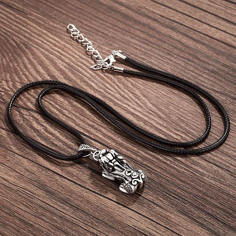 Lucky Money Pixiu Silver Plated Pendant Female Domineering Trendy Retro Old Ethnic Style Imitation Thai Silver Necklace Men_voghion.com