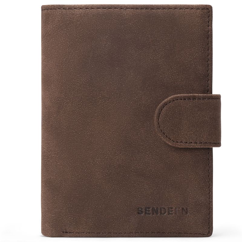 Men Short RFID Anti-Theft Genuine Leather Wallet Wind Color Block Coin Purse Wallet Men_voghion.com