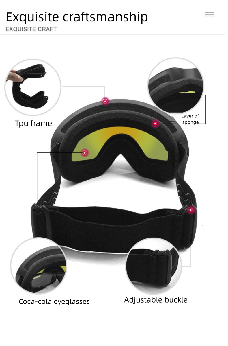 HD Anti-Fog Wide Field Of View Snap-On Prescription Professional Outdoor Equipment Ski Goggles_voghion.com