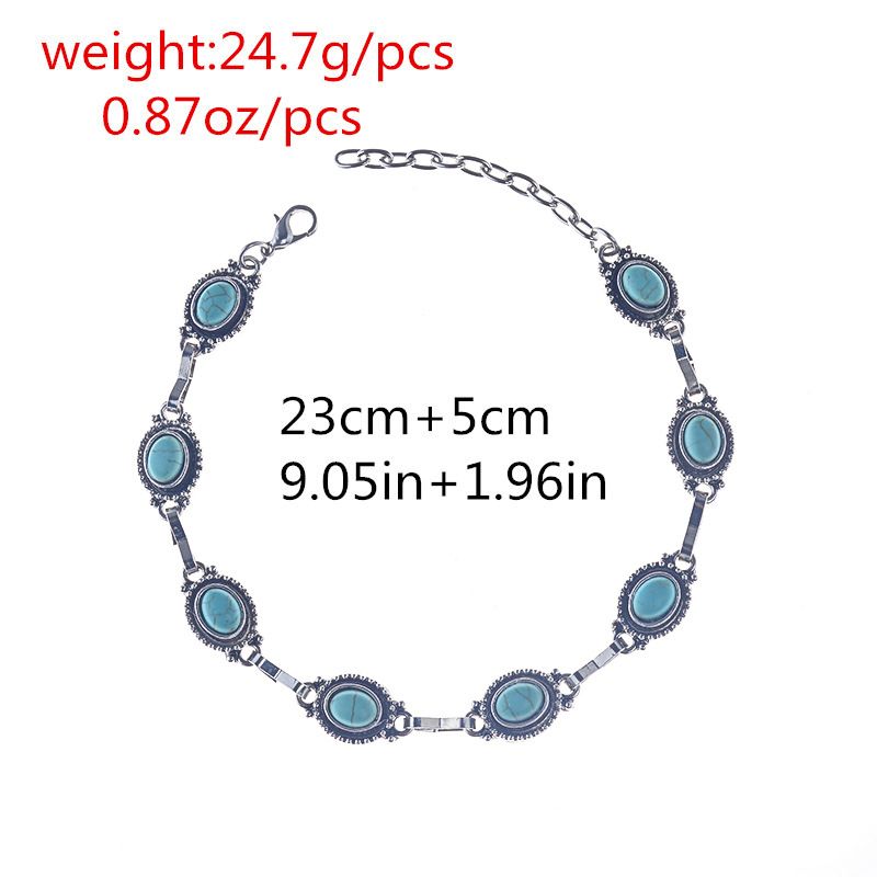 Jewelry Simple And Versatile, Ethnic Style Ankle Chains, Fashionable Metal Alloy Turquoise Foot Ornaments For Women_voghion.com