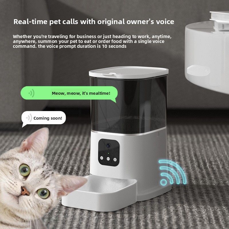 6L Large Capacity Automatic Pet Feeder With Timer, Button, And WiFi - Suitable For Cats And Dogs_voghion.com