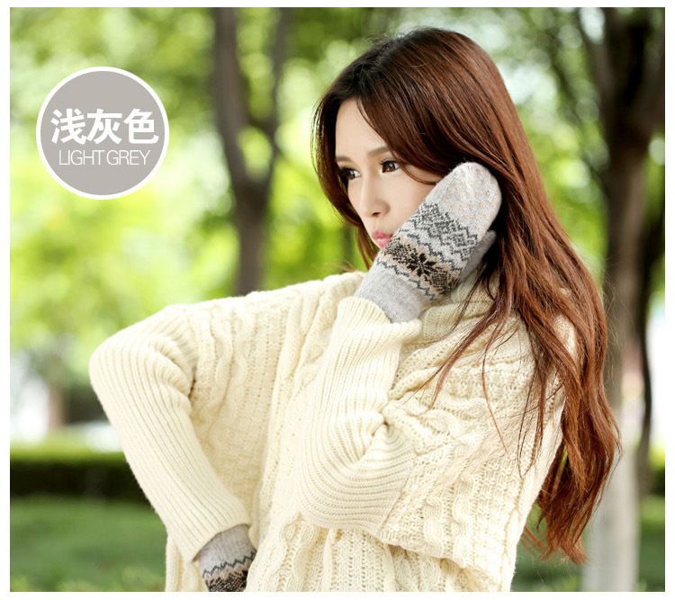 Moufles chaudes et épaisses à double couche pour femmes, style automne-hiver, unisexe, en laine de lapin._voghion.com