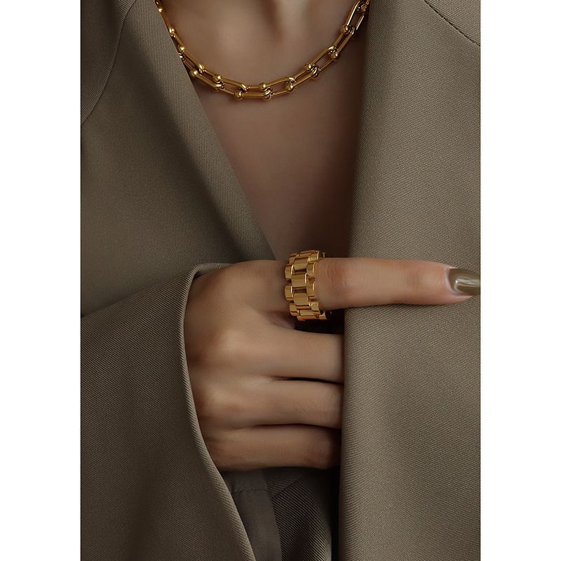 Exaggerated Rolega Texture Heavy Combination Handmade Titanium Steel Versatile Index Finger Ring Jewelry A184_voghion.com