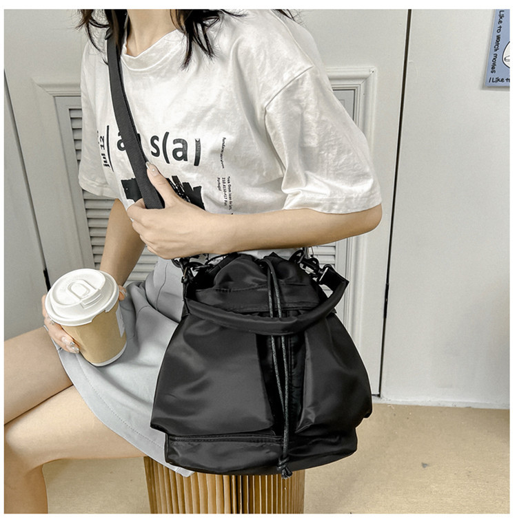 Eenzel Schëller-Crossbody-Täsch, Casual Schnürpäck, Liichtgewiicht Handtasche mat grousser Kapazitéit, Nylon-Eemertasch fir Fraen_voghion.com