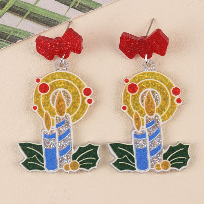 Orecchini pendenti creativi con campanella in acrilico, personalizzati con albero di Natale e maglione da uomo anziano_voghion.com