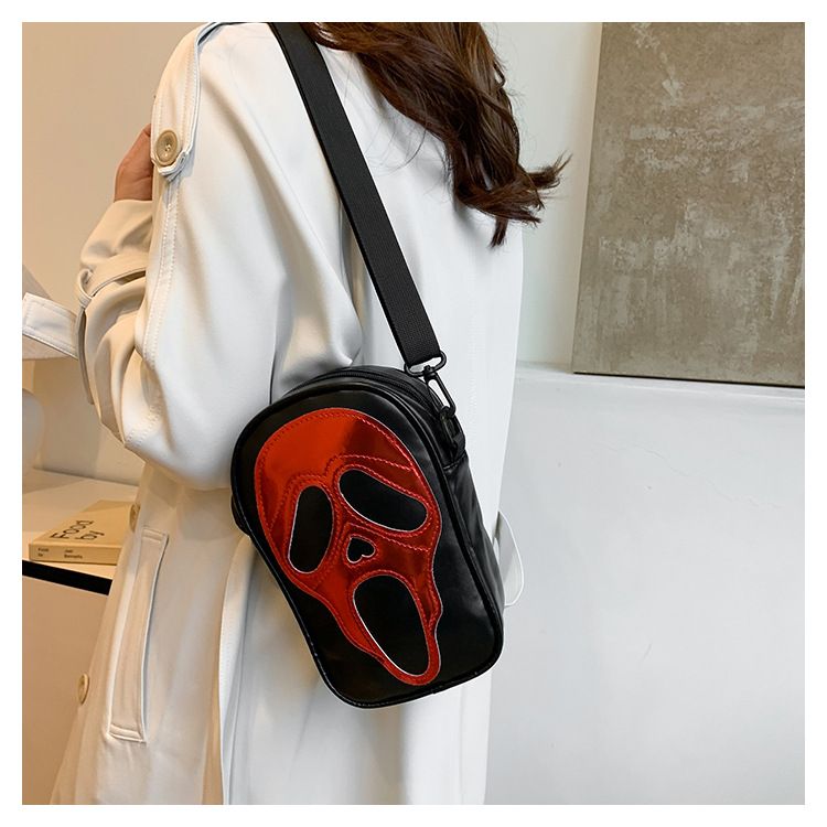 Funny Skull Crossbody Bag For Women - Gothic Halloween PU Shoulder Purse With Phone Pocket & Zipper Closure (Multiple Colors)_voghion.com