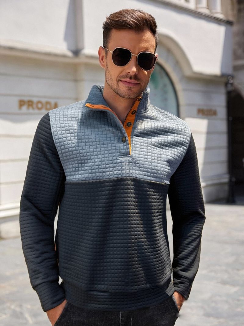 Heren casual kleurblok polyester hoodie met rits, lichtgewicht outdoor sportkleding voor alle seizoenen_voghion.com