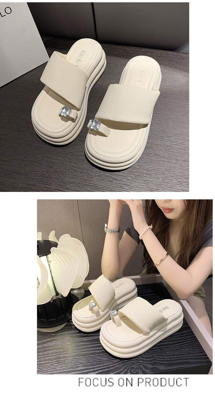 Women's Summer New Fashion Round Thick Sole Open Toe Flip Flops Comfortable Casual Platform Beach Sandals_voghion.com