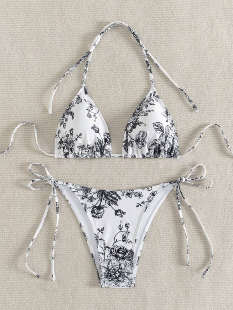 Women's Clothing Sexy Backless Swimsuit Women's Leopard Print Three Point Bikini Drawstring Swimsuit_voghion.com