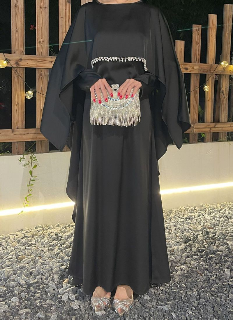 Robe en satin élégante et simple pour femme_voghion.com