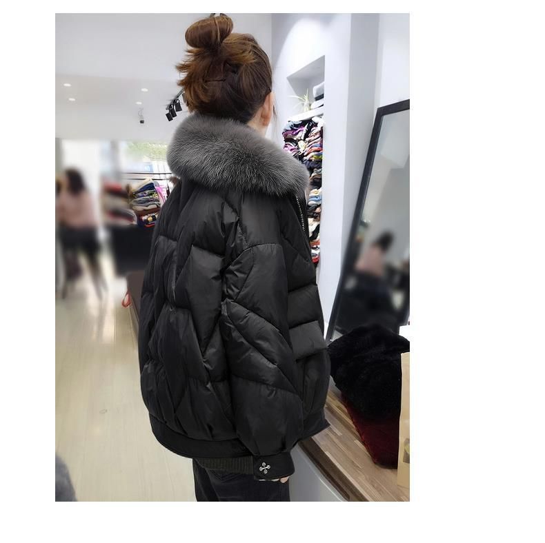 Wintermantel in Übergröße für Damen – Pufferjacke mit Kapuze und Kunstpelzbesatz und abnehmbarem Kragen, warme Oberbekleidung aus Polyester für kaltes Wetter_voghion.com