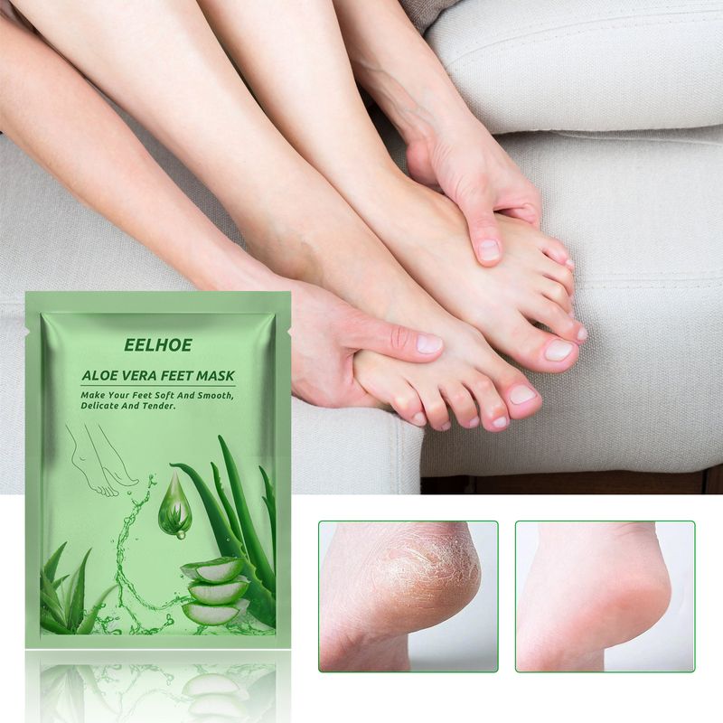 Maschera per i piedi idratante, detergente, esfoliante, ammorbidente e setosa all'aloe vera EELHOE_voghion.com