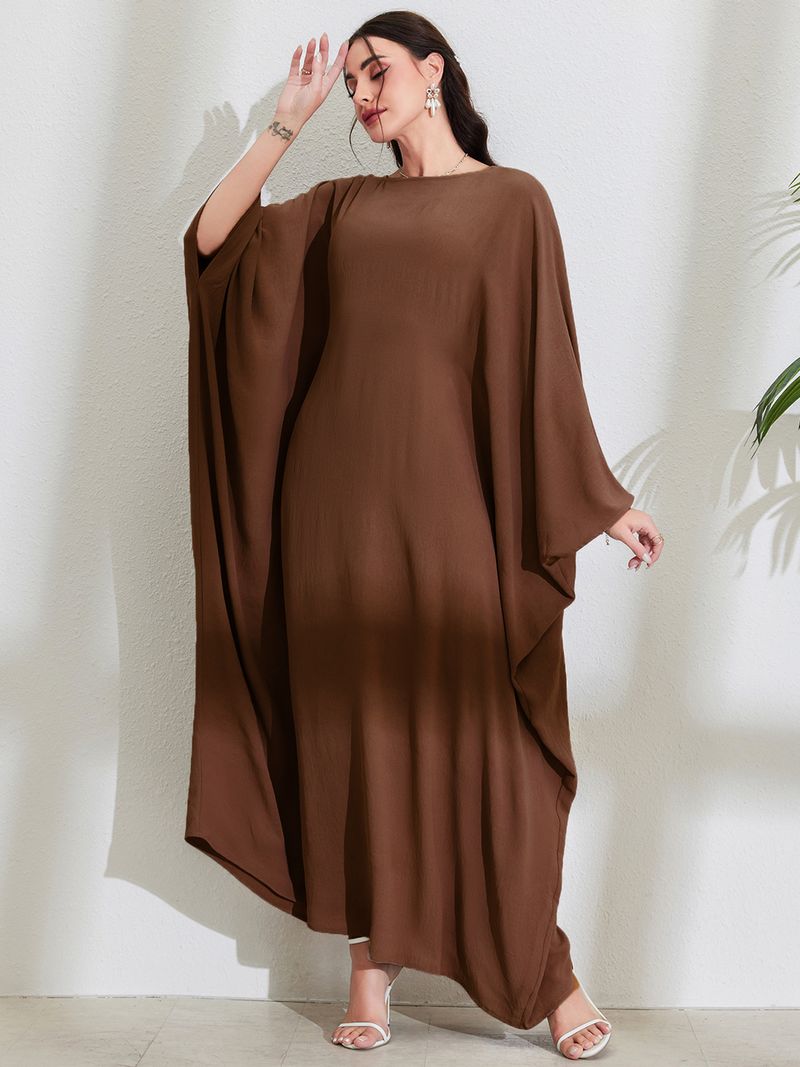 Women's Clothing Arabic Long Skirt With Bat Sleeves And Round Neck Fashionable And Elegant Dress Robe_voghion.com