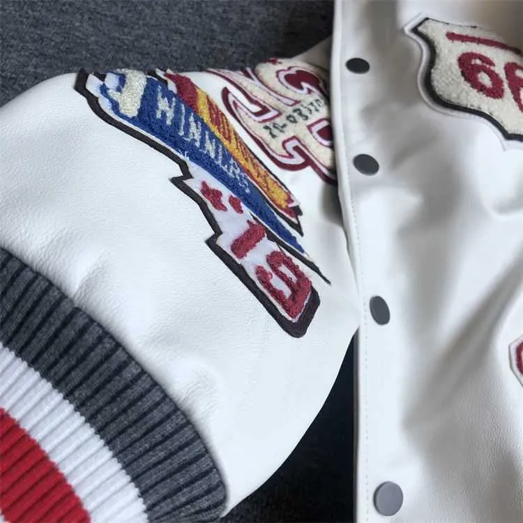 Jacken Neue Herren-Lederjacke im explosiven Stil mit mehreren Buchstaben, weißer Baseball-Trikot, Vintage-Lederjacke, schwere Industrie_voghion.com