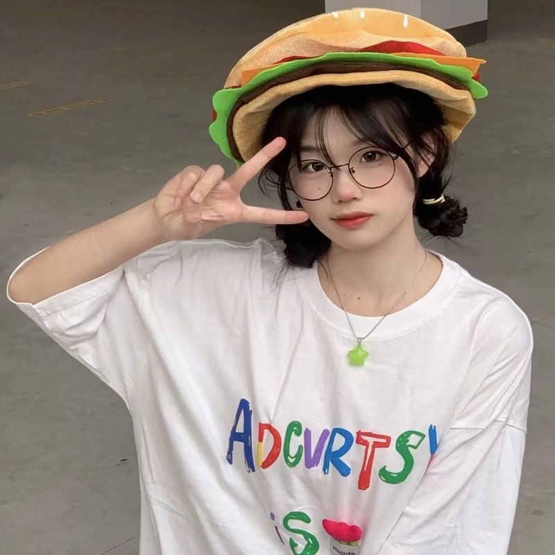 Foto di cappello da hamburger, divertente e carino, cartone animato, ragazza, cappello da hamburger_voghion.com