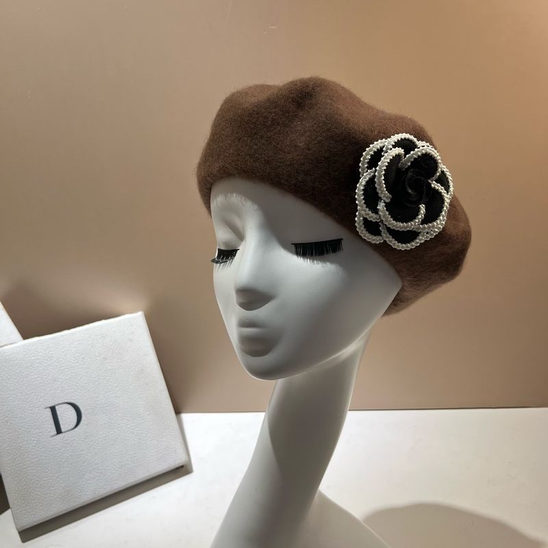 Berretto in lana per adulti, stile francese, piccolo, profumato, stile camelia, artista, moda, semplice, versatile, cappello ottagonale_voghion.com