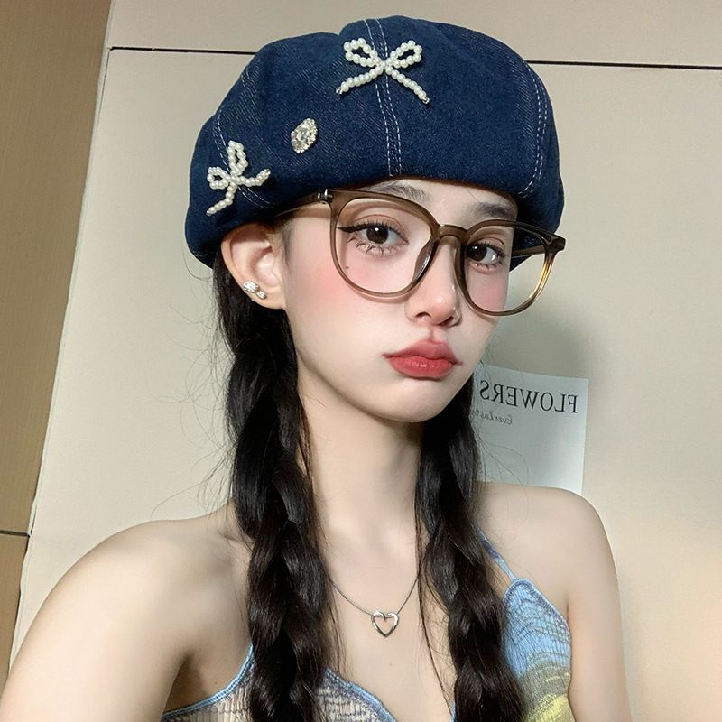 berretto da cowboy con fiocco, dolce, fresco, caldo, ragazza, cento, tipo di viso, mostra piccole nuvole, berretto da donna_voghion.com