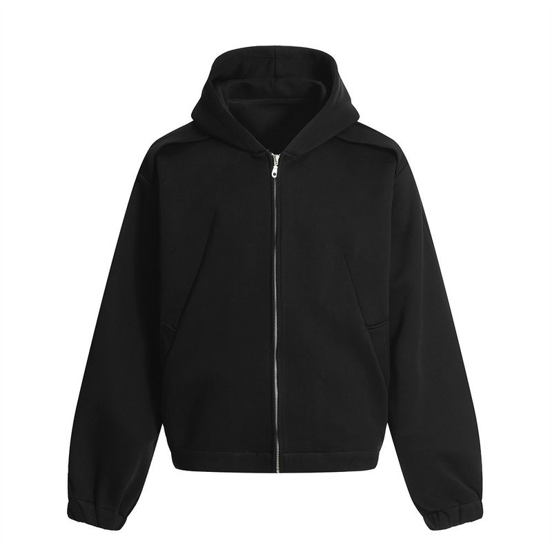 Cardigan largo con cappuccio, felpa primavera autunno, moda maschile, stile americano, semplice, versatile, tinta unita._voghion.com