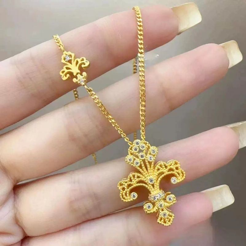 Vietnam gold gericht retro woven gold hohl iris spitze hohe anhänger halskette zu senden freundin_voghion.com