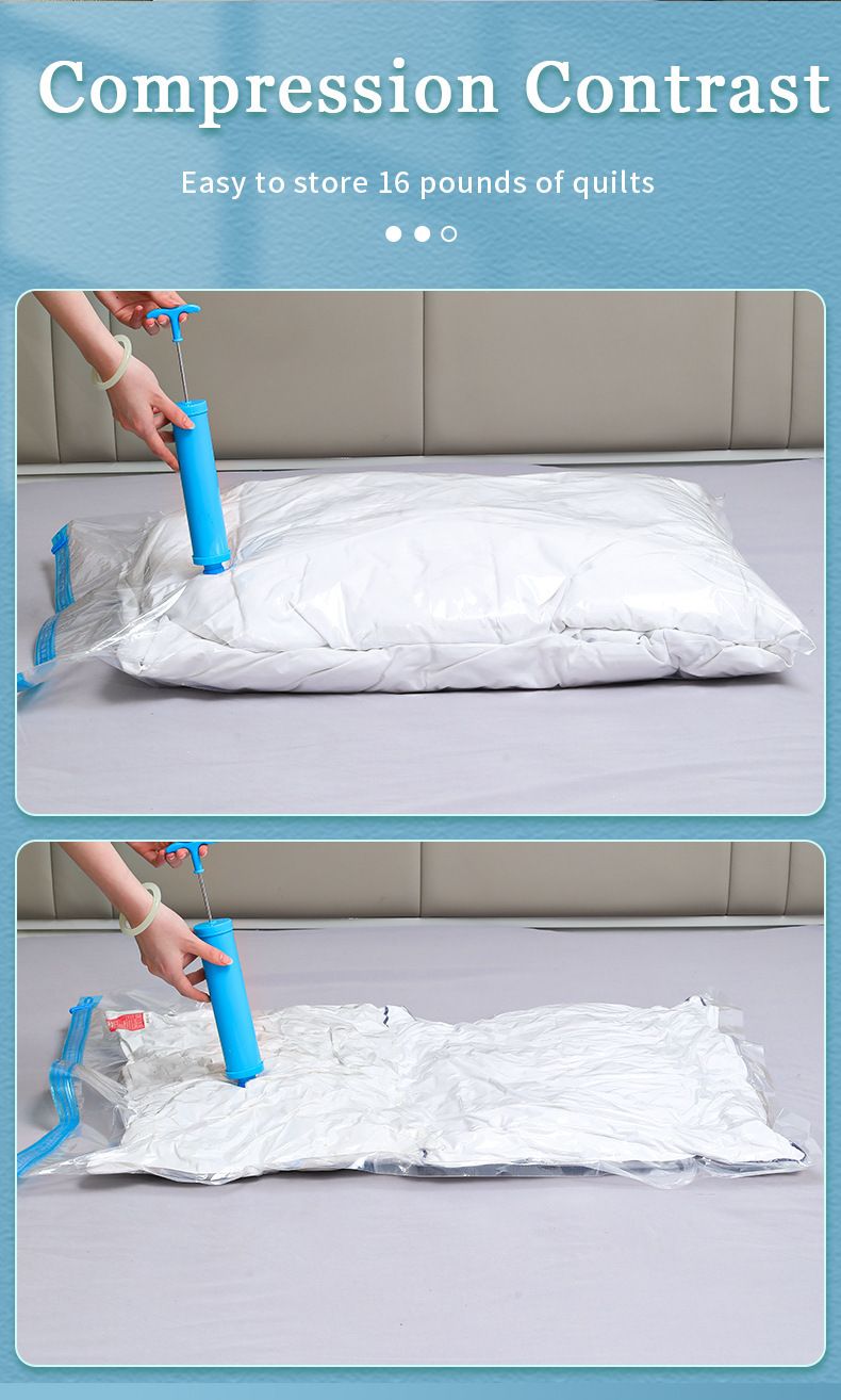 Sacchetti sottovuoto Sure per vestiti e biancheria da letto - Sacchetti di compressione trasparenti extra spessi con pompa manuale, organizer salvaspazio per guardaroba stagionale_voghion.com