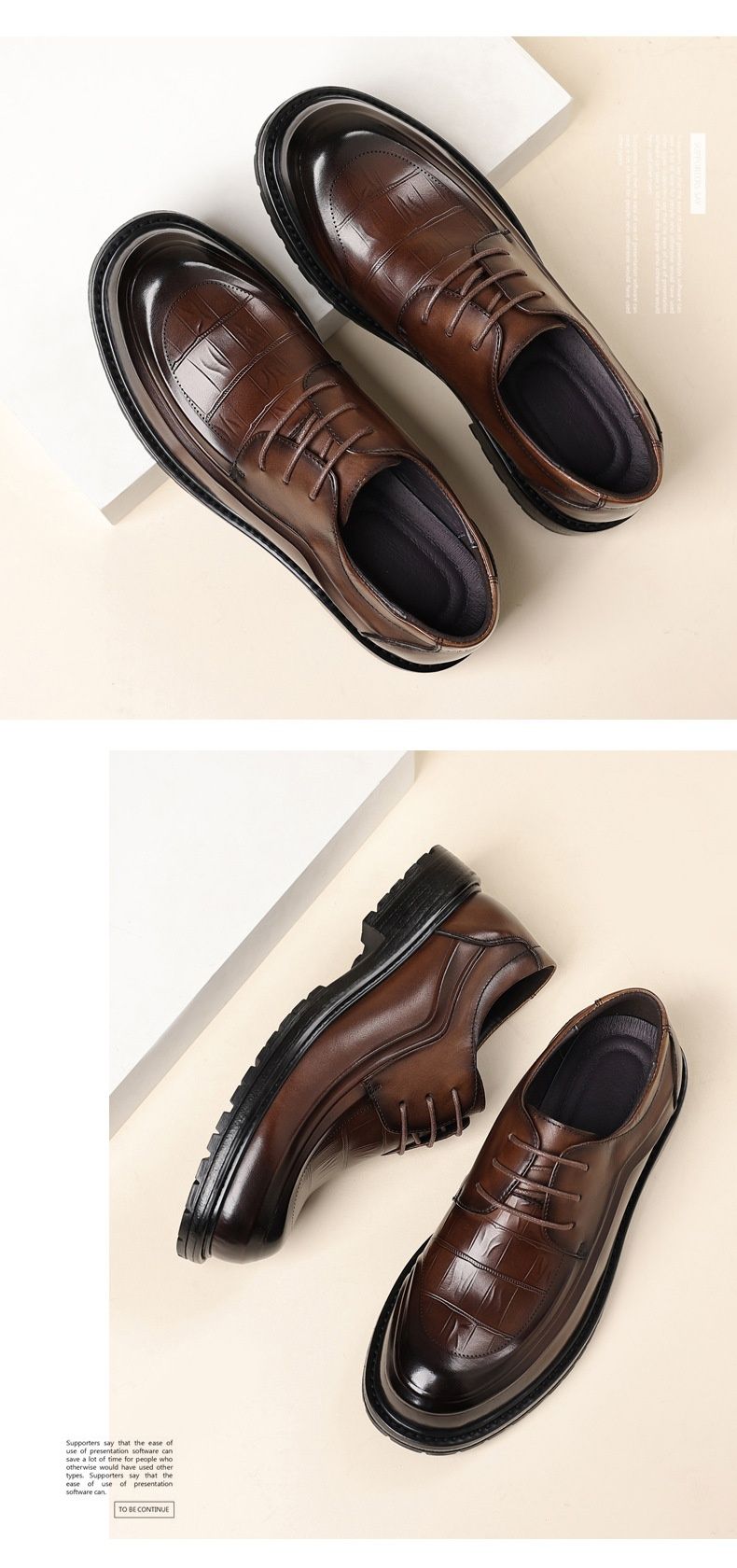 WalkPrime New Business Casual Genuine Leather Thick Sole Formal Men's Pure Cowhide Derby Shoes Light Style_voghion.com