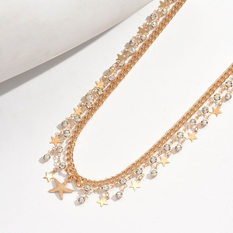 Sexy Fashion Bikini Shiny Body Multi-layer Tassel Metal Pentagram Waist Chain_voghion.com