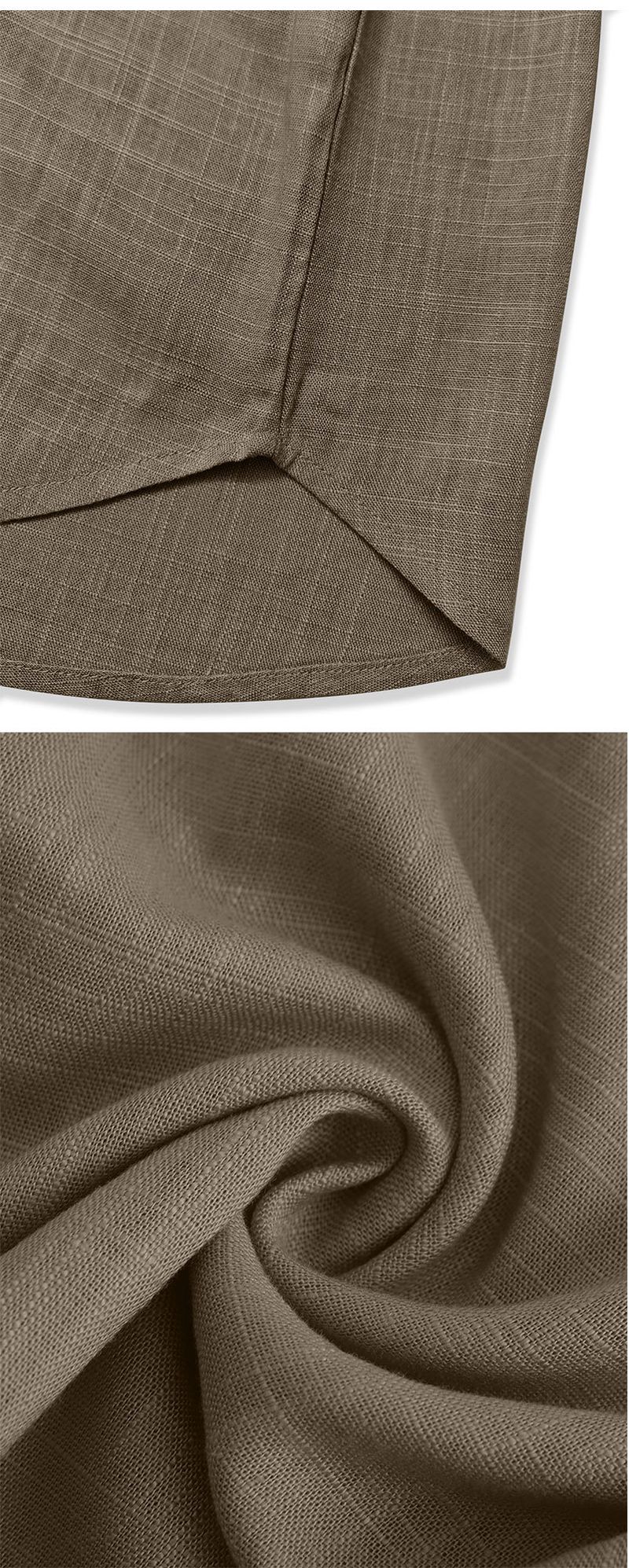 Abbigliamento maschile in cotone e lino traspirante e confortevole camicia a maniche lunghe per il pendolarismo estivo, stile leggero e casual, top con colletto alla francese coordinato_voghion.com