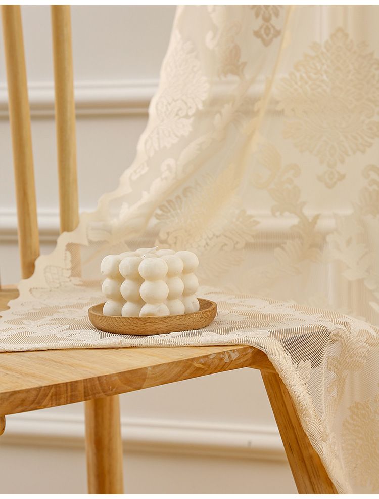 Vintage White Lace Curtains Floral Sheer Drapes For Living Room Bedroom Elegant Light Filtering Room Divider_voghion.com